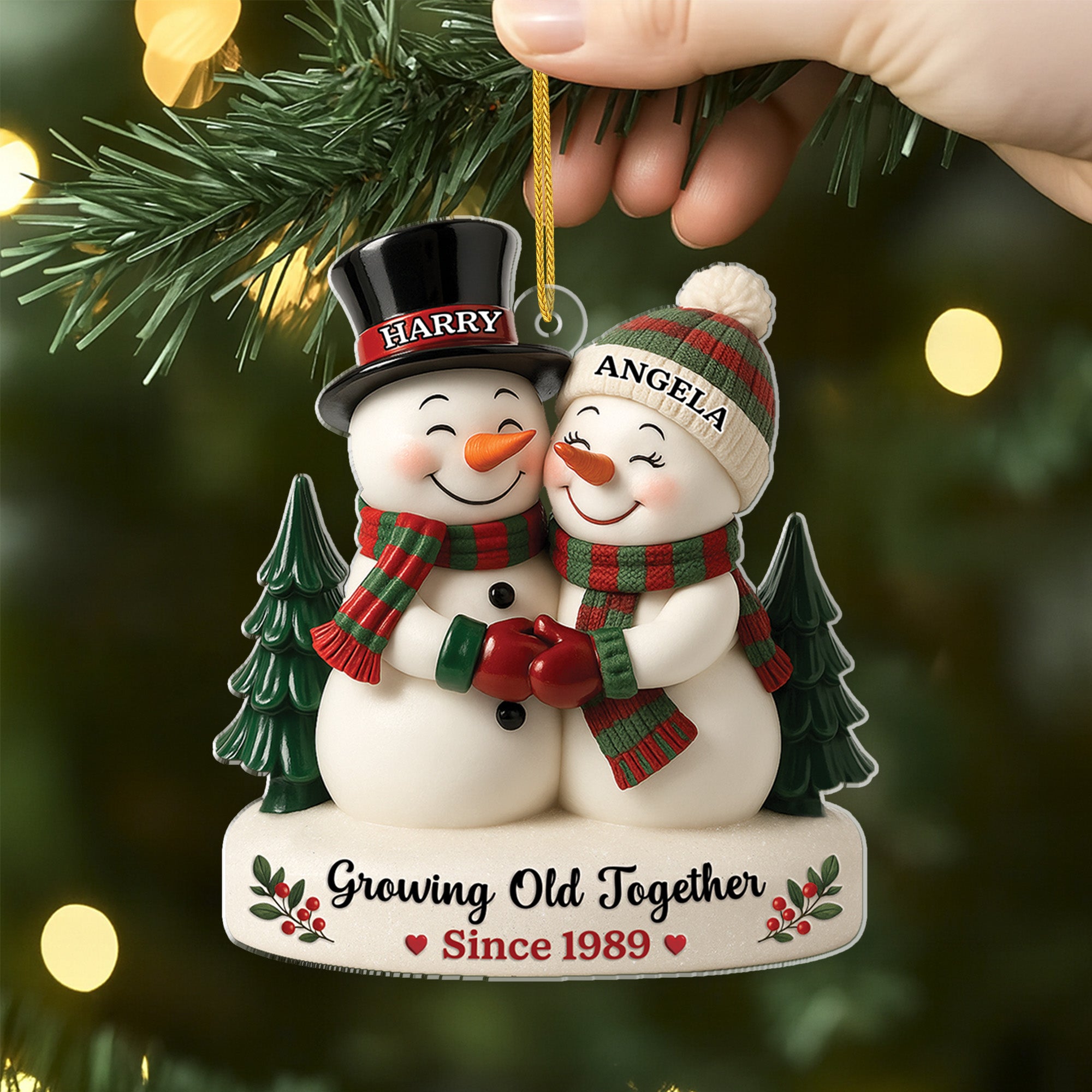 6227OUS2 3d printing effect acrylic snowman christmas ornaments custom couple gifts 6227O