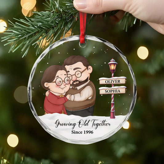 6242OUS3 glass growing old together since ornament custom xmas gifts for couples 6242O3L0G