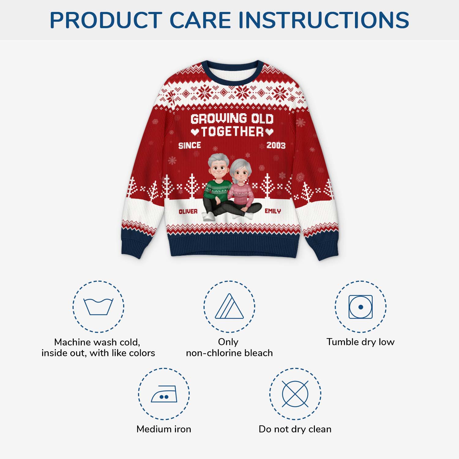 6249WUS4 growing old together ugly christmas sweater custom gifts for couples 6249WKLNG