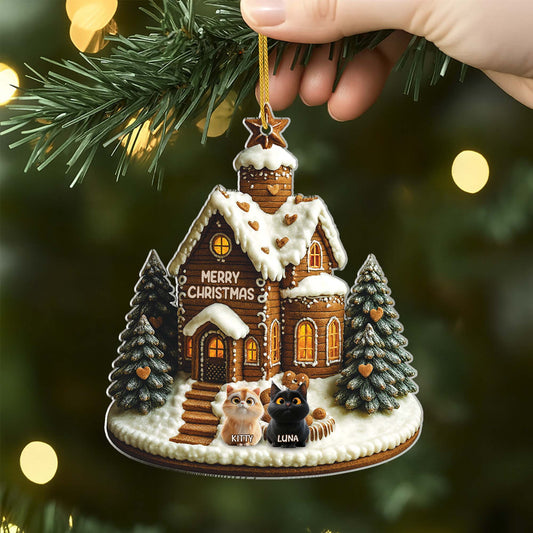 6257OUS2 3d printing effect acrylic christmas house ornaments custom gifts for cat lovers 6257OKQ5D