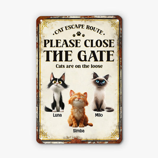 6267EUS1 metal please close the gate sign custom gifts for cat lovers 6267E8QMD