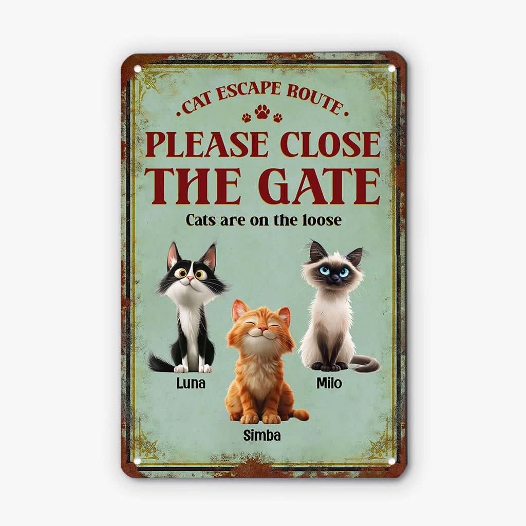 6267EUS2 metal please close the gate sign custom gifts for cat lovers 6267E8QMD