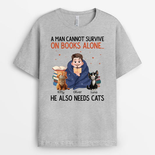 6271AUS1 a woman cannot survive on books alone shirt custom cat lover gifts 6271ATLZD_2