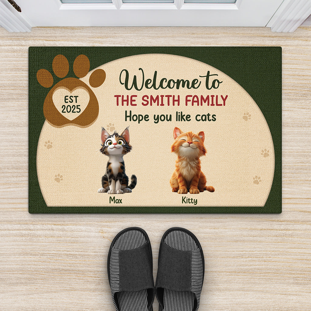 6299DUS2 welcome hope you like cats doormat_ custom gifts for cat owners 6299DTMZD