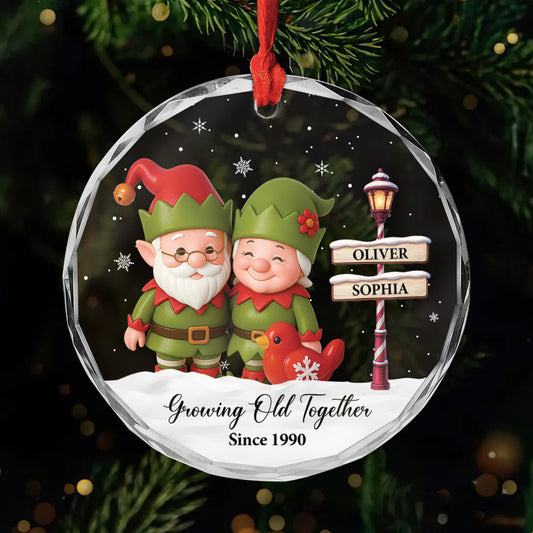 6349OUS1 glass elf christmas ornaments personalized gifts for couples 6349OKM5G