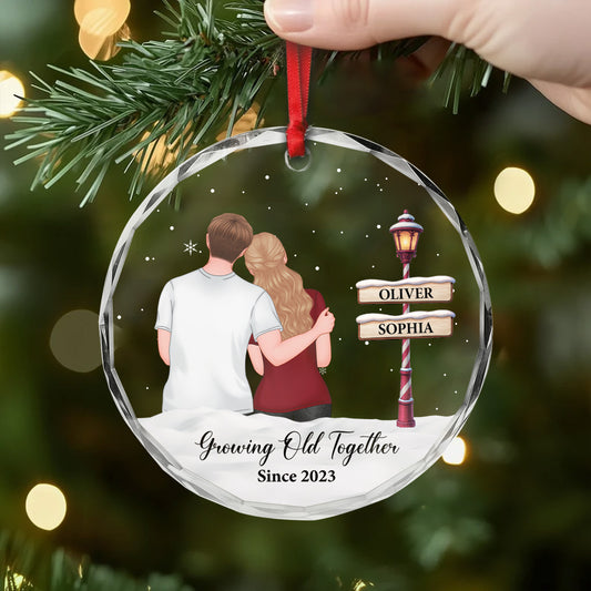 6350OUS2 personalized glass christmas ornaments gifts for old couples 6350OTL5G