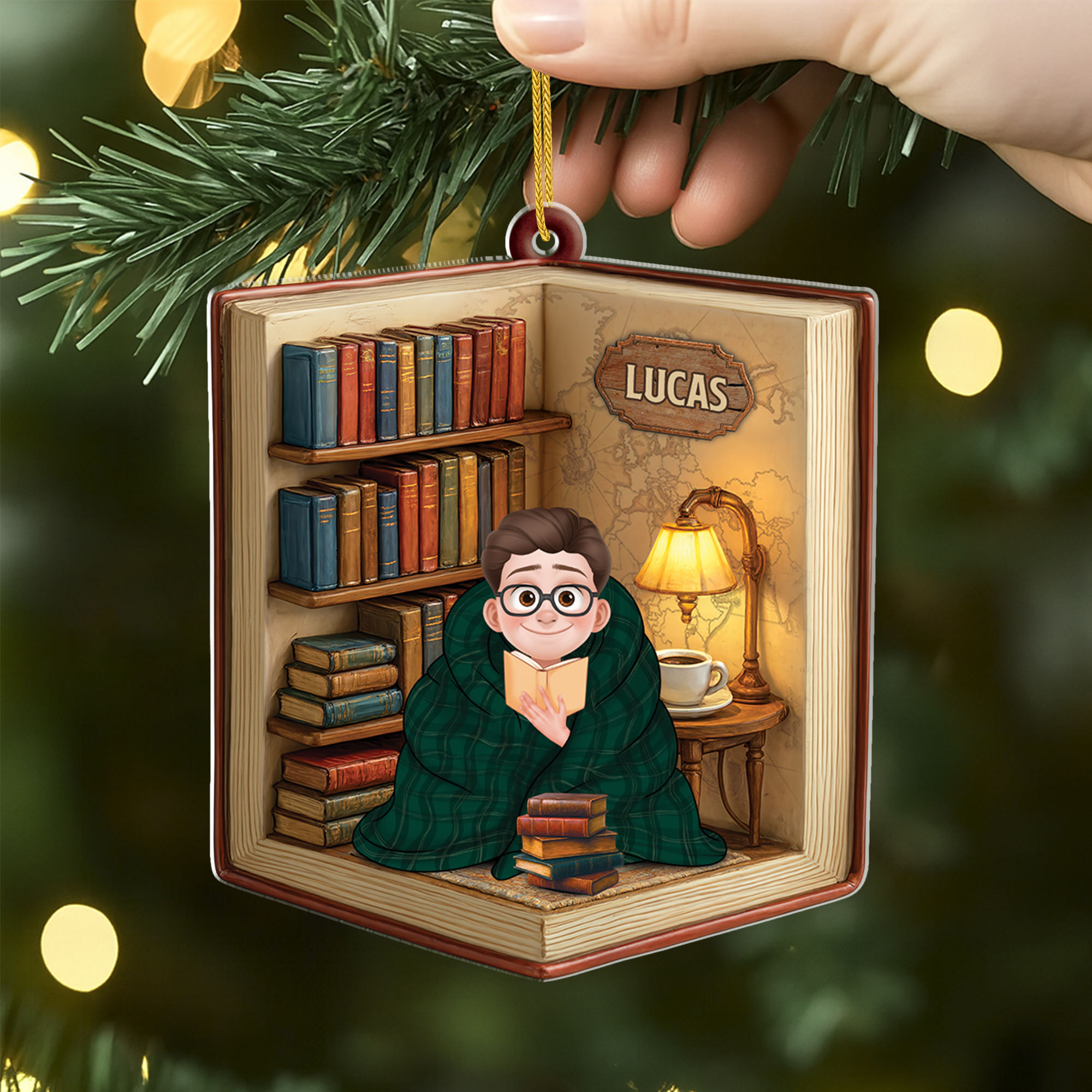6377OUS2 acrylic book lover christmas ornament personal gifts for him her 6377O6T5A
