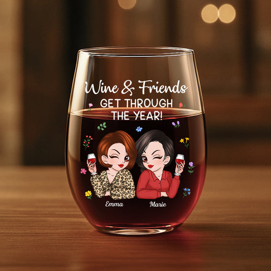 6390IUS1 custom stemless wine glasses wine friends get us through the year 6390IK6ZA_5589fd33 57e1 4093 be31 223d7a7885a2