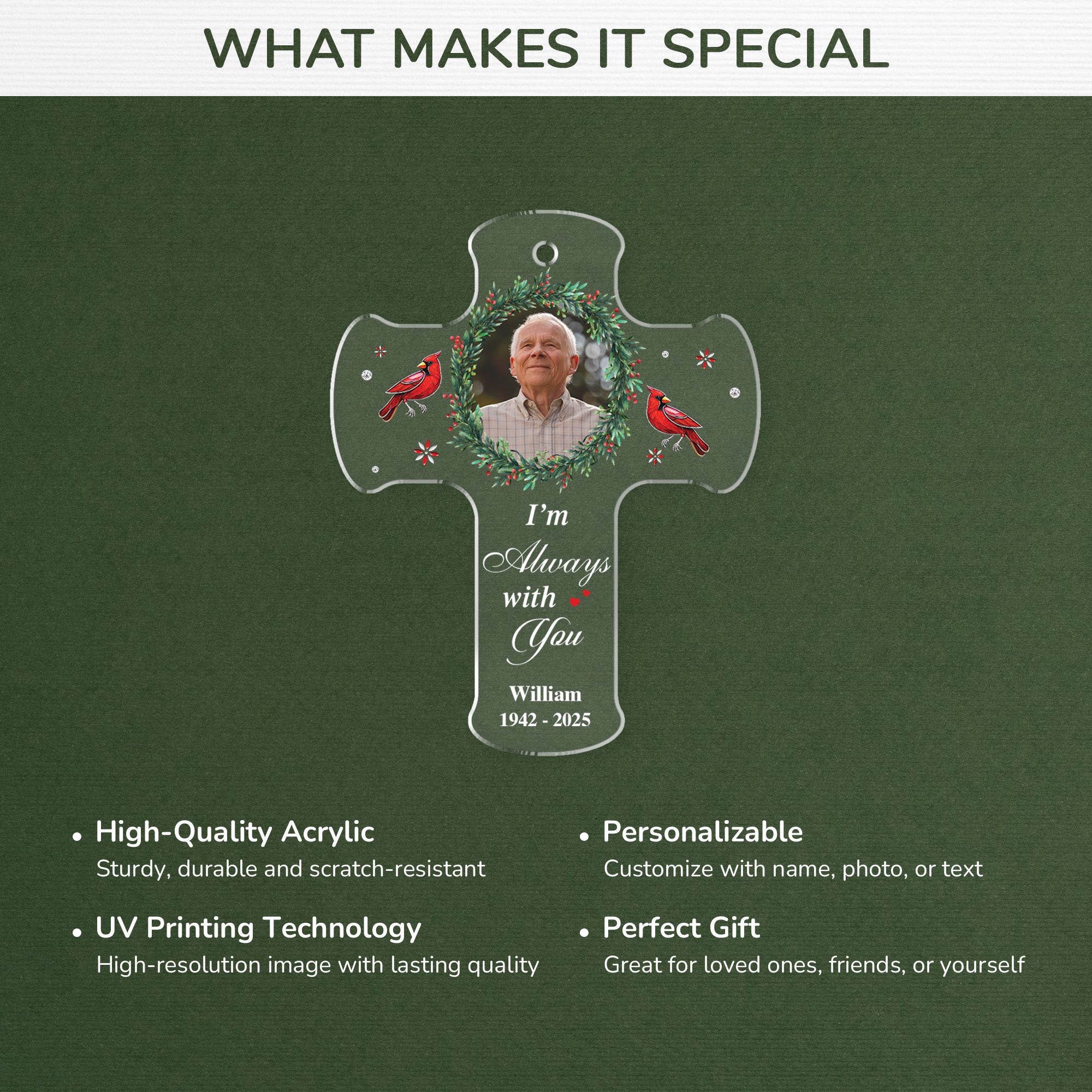 6393OUS4 cross ornament with photo custom memorial gifts for loss of mom dad 6393O8QAB