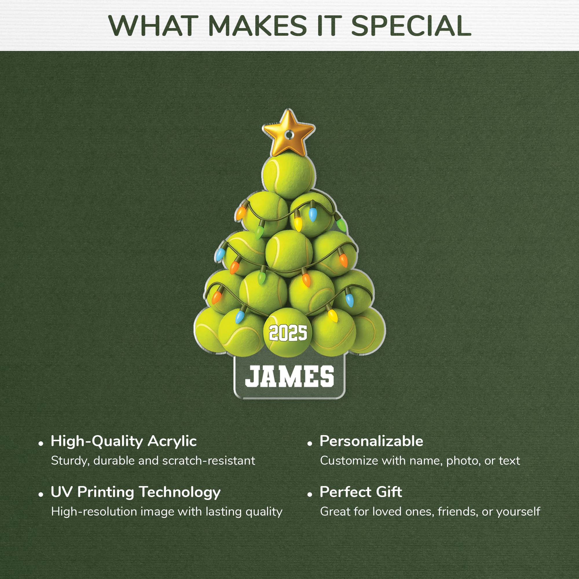 6394OUS4 3d printing effect acrylic tennis ornaments custom christmas gifts 6394OKTTB