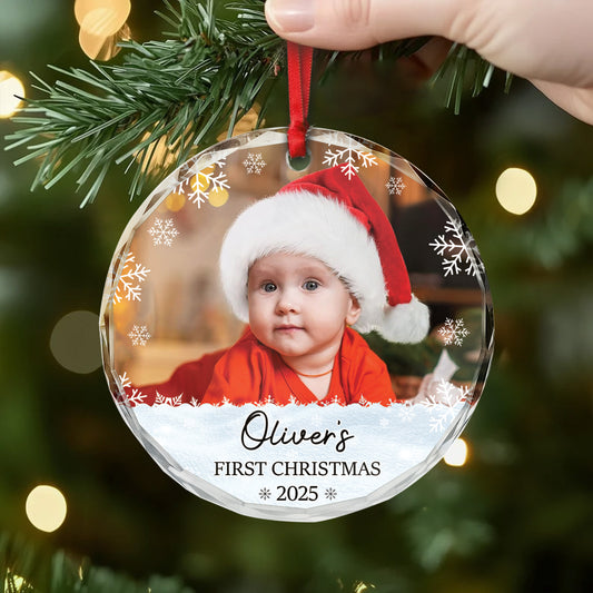 6398OUS2 glass first christmas ornament with baby photo personalized newborn gifts 6398O3TTK