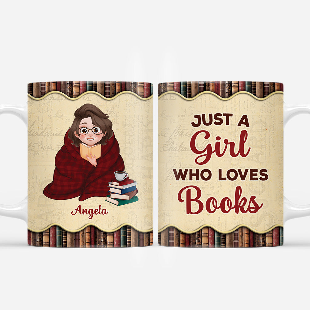 6433MUS1 just a girl who loves books mug custom gifts for book readers 6433M3QTA