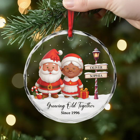 6446OUS2 glass mr and mrs claus ornaments custom xmas gifts for couples 6446OTL5G