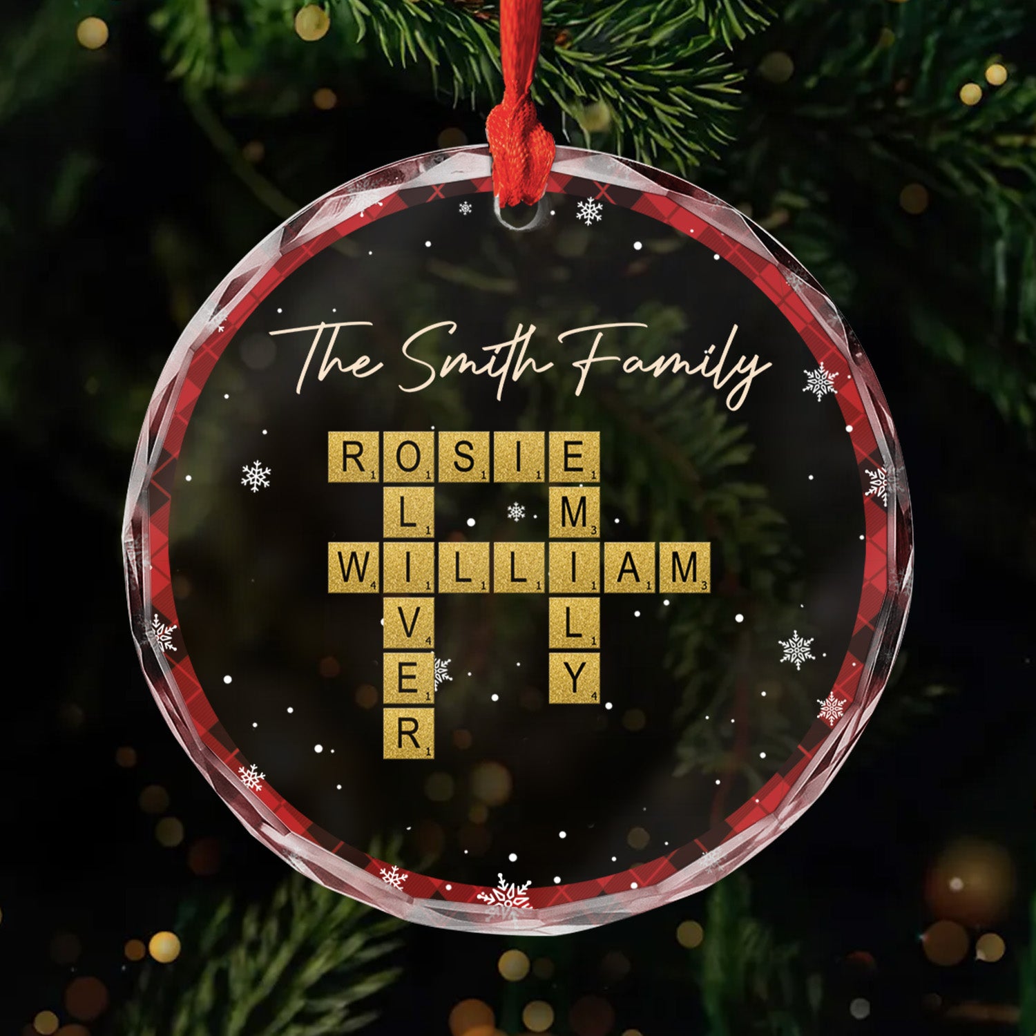 6465OUS1 glass christmas ornaments with family names custom crossword gifts 6465O6L5I