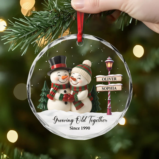6477OUS2 glass snowman couple ornament personalized christmas gift 6477O3T0G