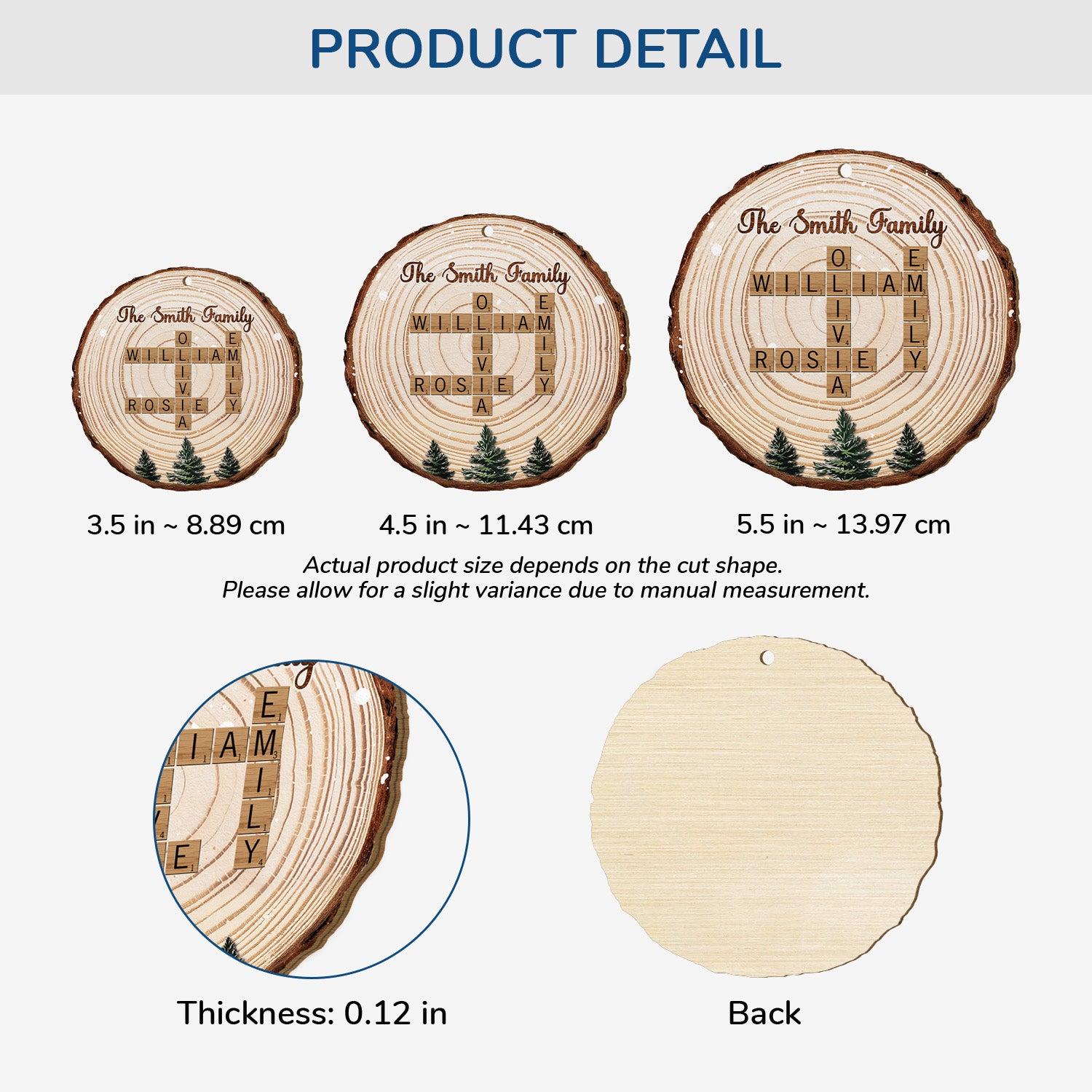 6502OUS3 custom 1 layered wooden christmas ornament family crossword puzzle gift 6502O3TTI