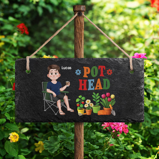 6507AUK2 personalised pot head slate garden sign for herhim 6507ae8vca