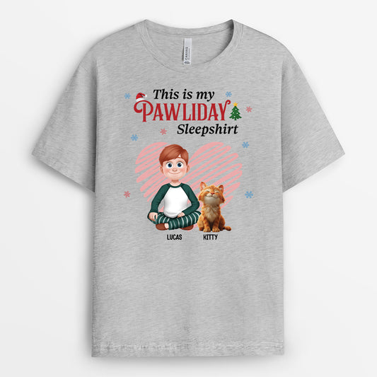 6528AUS2 personalized cat christmas shirt this is my pawliday sleepshirt 6528ATQCD
