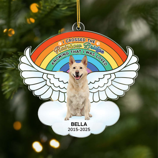 6536OUS1 rainbow bridge dog memorial gift_ custom acrylic photo christmas ornaments 6536O