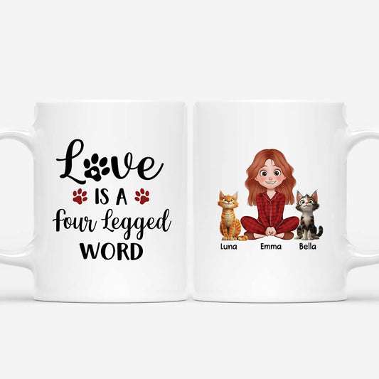 6555MUS1 love is a four legged word mug_ custom gifts for cat lovers 6555M6TTD