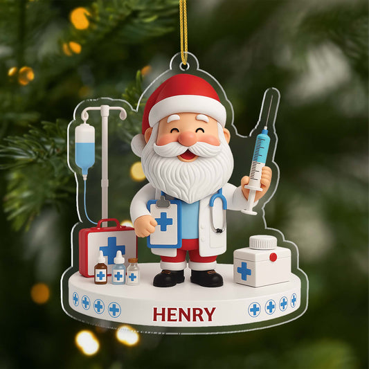 6622OUS1 3d printing effect acrylic santa doctor ornament personalized christmas gift 6622OKZTB