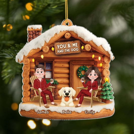 6638OUK1 3d printing effect acrylic couple with dog ornament_ personalized christmas gift 6638OTYAC