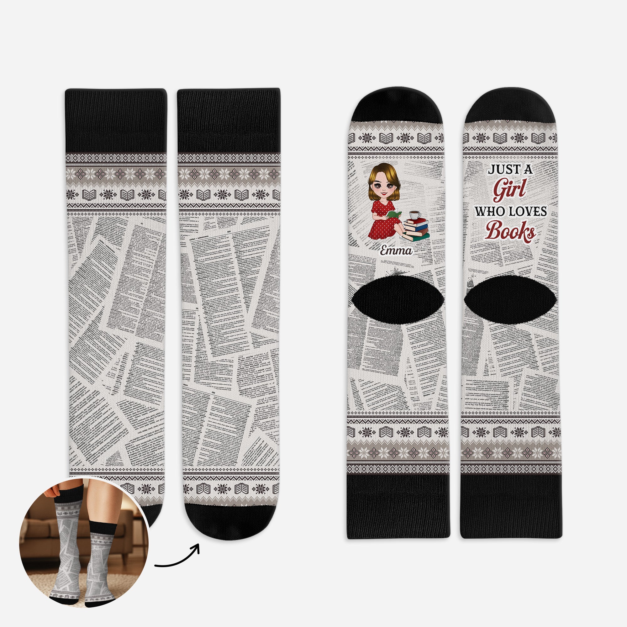 6646JUS1 book lover socks personalized gifts for book lovers women 6646JKQ5A