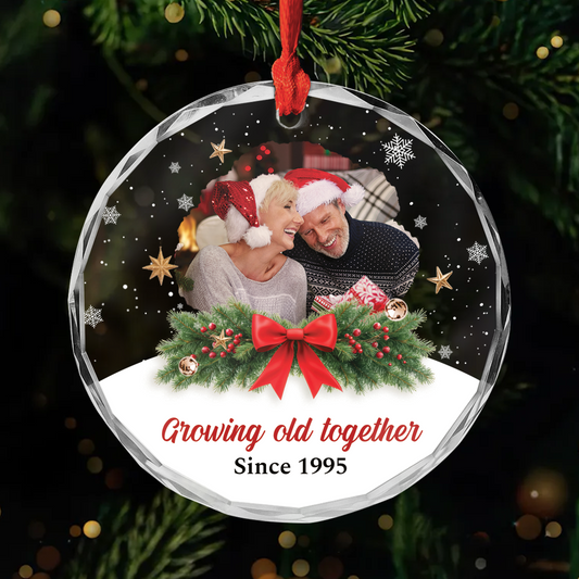 6681OUS1 glass growing old together since ornament custom christmas photo gifts for couples 6681OKT5G