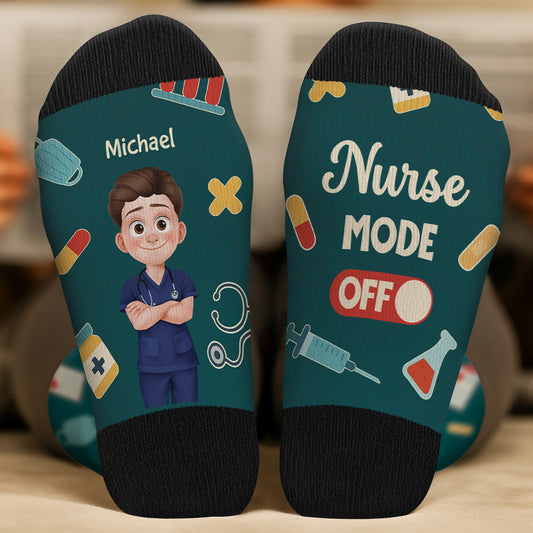 6694JUS1 nurse mode on socks personalized gifts for nurses_ doctors 6694JTLMN_2