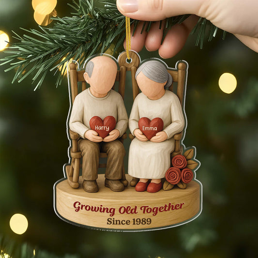 6734OUS2 3d printing effect acrylic old couple christmas ornament_ custom couple gift 6734O