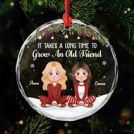 6770OUS1 custom glass christmas ornaments it takes a long time to grow an old friend 6770OK6CF