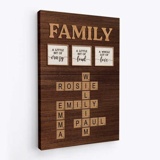 6977CUS2 custom family crossword wall art family a little bit of crazy canvas_ 6977C