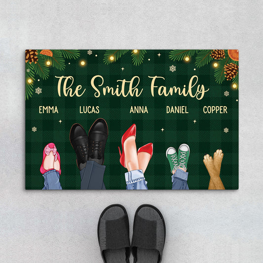 7038DUS1 personalized christmas doormat gift for a family with dog cat 7038D8PWI