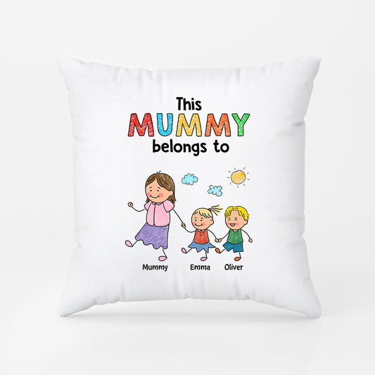 7078PUK1 personalised this mum belongs to pillow with kids names for mum and dad 7078ptpaa