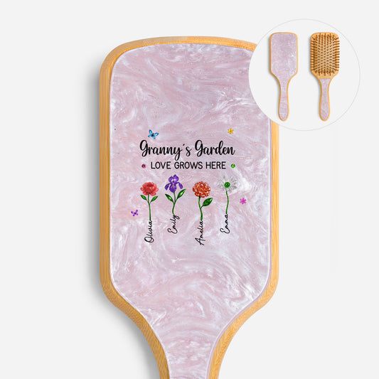 7211AUK1 personalised mumgrannys garden uv printed acetate hairbrush 7211aq6q5a