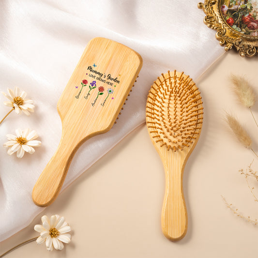 7211AUK2 personalised mumgrannys garden uv printed bamboo hairbrush 7211aq6q5a