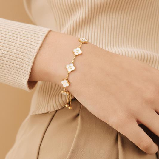 7218JUS2 clover charm bracelet with initials personalized gifts for him her 7218J0P5A