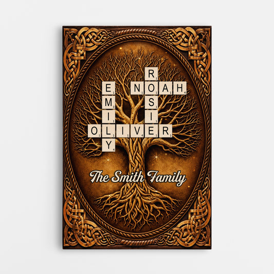 7302CUS1 personalized family tree gift family crossword canvas with names 7302c6twi