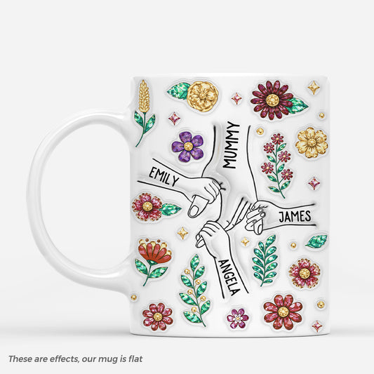 7485MUS1 3d printing effect flower mug with names personalized gifts for mom grandma 7485M