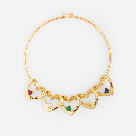 7565JUS1 heart charm bracelet with birthstones and names custom bracelets for women 7565J0K5A