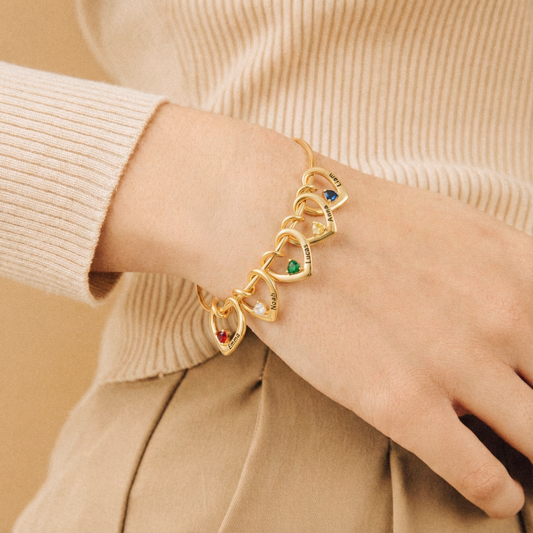 7565JUS2 heart charm bracelet with birthstones and names custom bracelets for women 7565J0K5A