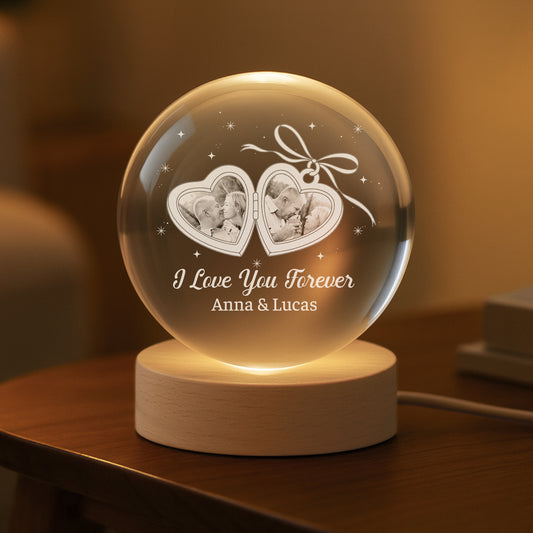 7572LUS2 heart locket crystal ball lamp personalized gifts for couples 7572LCPWG