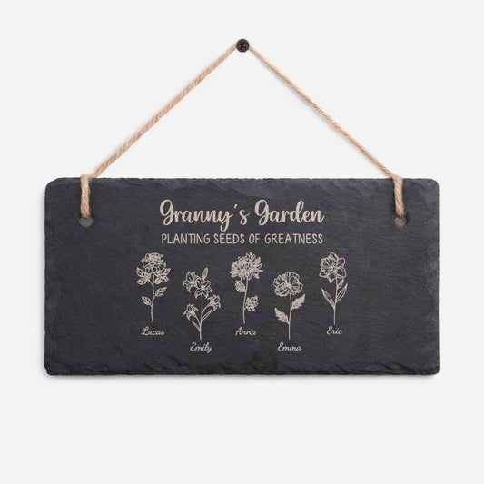 7641AUK1 personalised grannys garden slate sign for grandmamum 7641aetqca