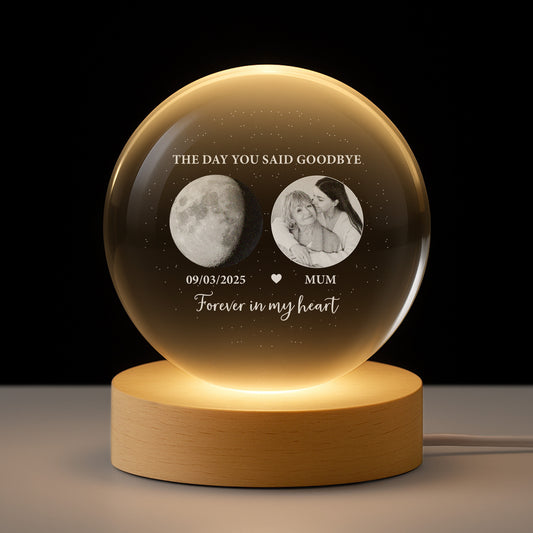 7675LUK1 personalised memorial crystal ball lamp with photo and moon phase for loss of mumdad 7675l3tca