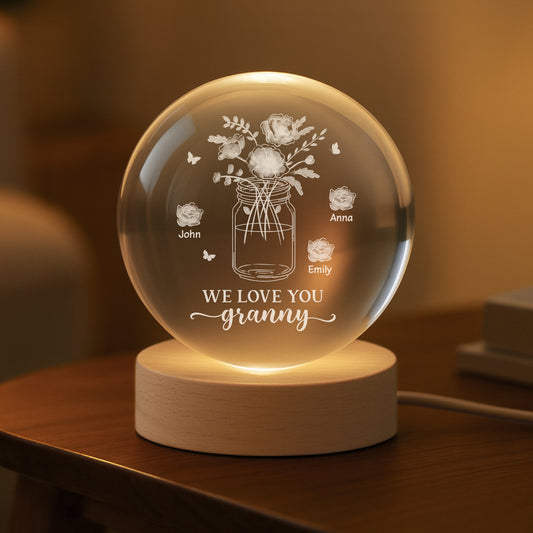 7684LUK2 personalised flower crystal ball lamp for mumgranny 7684l8qca