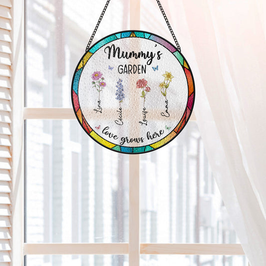 7686UUK2 personalised stained glass grandmas garden suncatcher for grannymum 7686ucq5a
