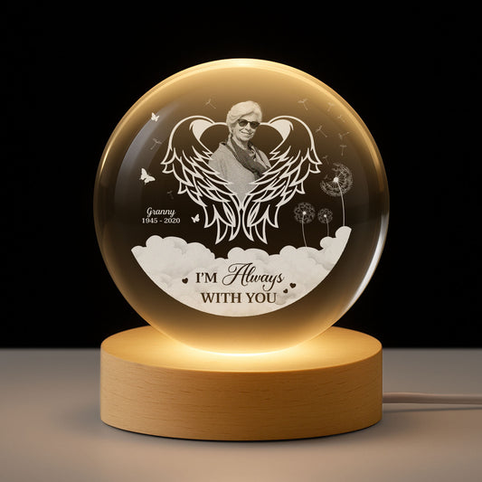 7694LUK1 personalised forever in my heart photo memorial crystal ball lamp for loss of grannygrandad 7694lsv5a_2