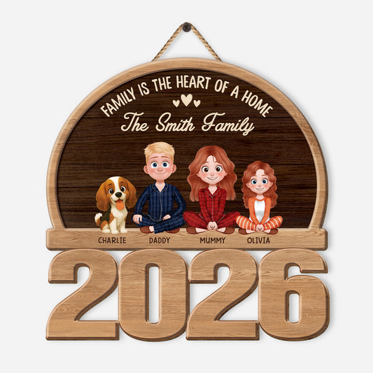 7738QUK1 personalised family wood sign for family with dogcat 7738qtlni