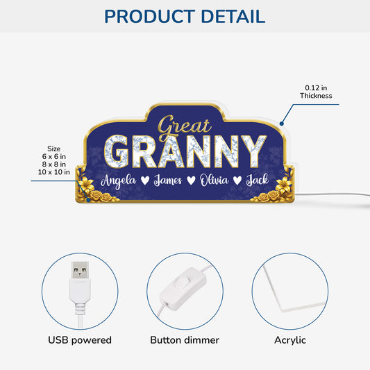 7757LUK2 personalised light box with grandkids names for granny and grandad 7757ltlna