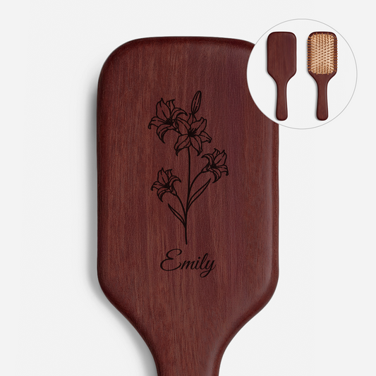 7781AUK1 personalised engraved wooden flower hairbrush for her 7781aq8f5a